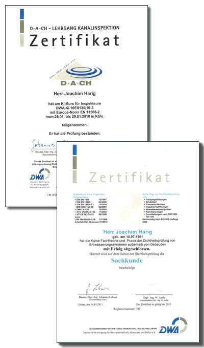 Zertifikate Zertifikate Joachim Harig